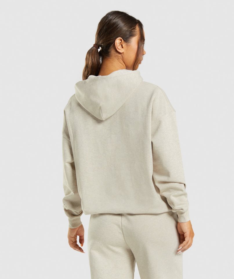 Women's Gymshark Rest Day Sweats Hoodie Beige | NZ 2UHIOA